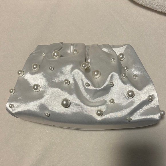 Anthropologie white pearl Satin Clutch - Picture 2 of 3